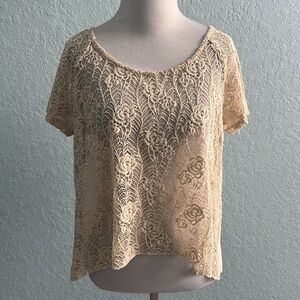 Gimmicks by BKE Elegant Lace and Velvet Women's Boho Top medium